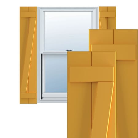 True Fit PVC, Two Board Joined Board-n-Batten Shutters W/Z-Bar, Turmeric , 10 3/4W X 40H